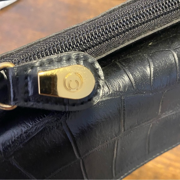 CORNELL Black Croc Embossed Shoulder Bag Purse Handbag Faux Leather - Picture 11 of 14